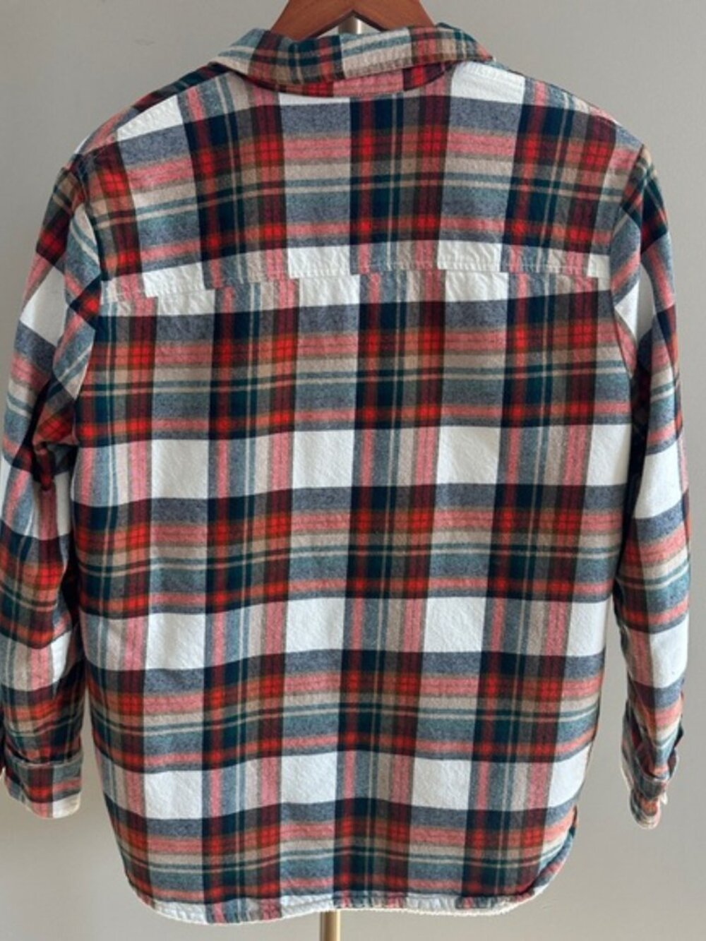 J.Crew Plaid Sherpa Lined Oversized Shacket Jacket Small Cotton Flannel - Picture 3 of 7